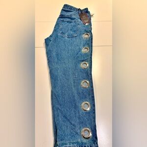 Fashion Nova Silver-Accented Blue Jeans